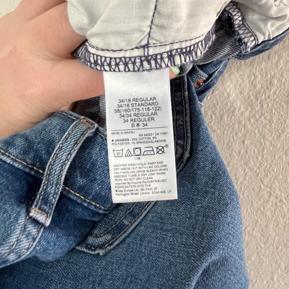 Gap Vintage Slim Mid Rise Medium Indigo Blue Denim Wash Jeans 34/18R - Picture 10 of 14